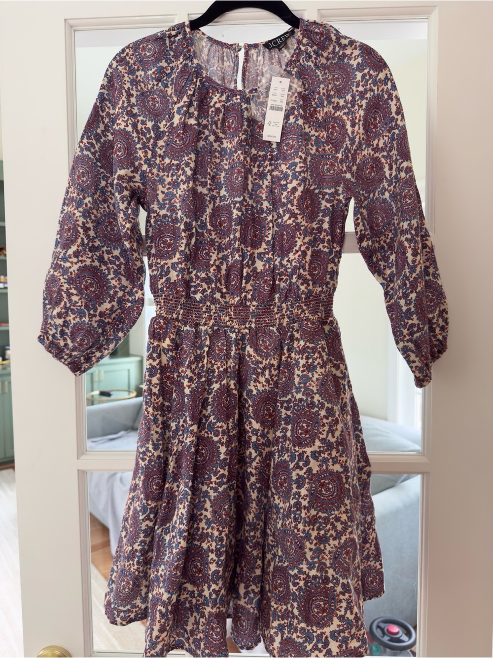 NWT J. Crew Palmero Smocked-Waist Mini Dress in Floral Bouquet Linen | Size XXS